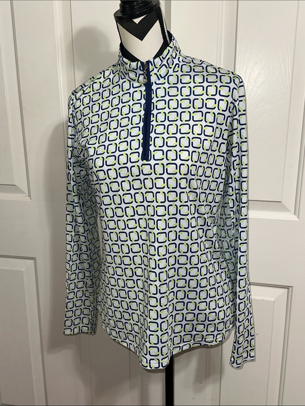SanSoleil UV 50 + Cooling Geometric Print Quarter-Zip Pullover